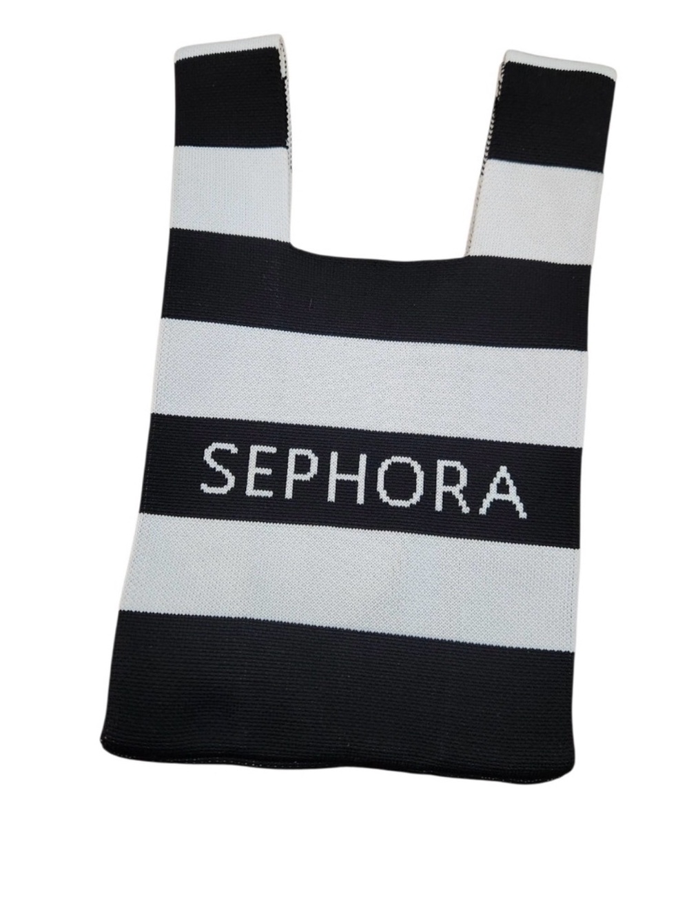 Sephora Limited Edition 2024 Black White Striped Knit Tote Bag